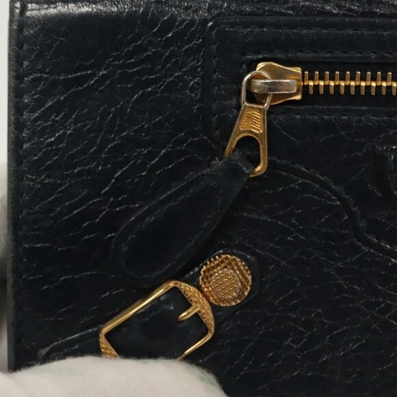 BALENCIAGA Giant Money Long Wallet Leather Navy - Picture 9 of 16